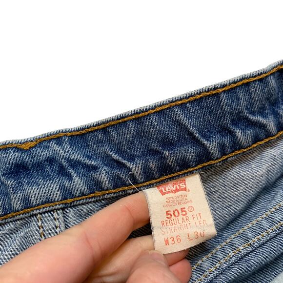 Levi’s Vintage Orange Tab 505 Medium Wash Denim Jeans Relaxed Straight Leg - Picture 5 of 7